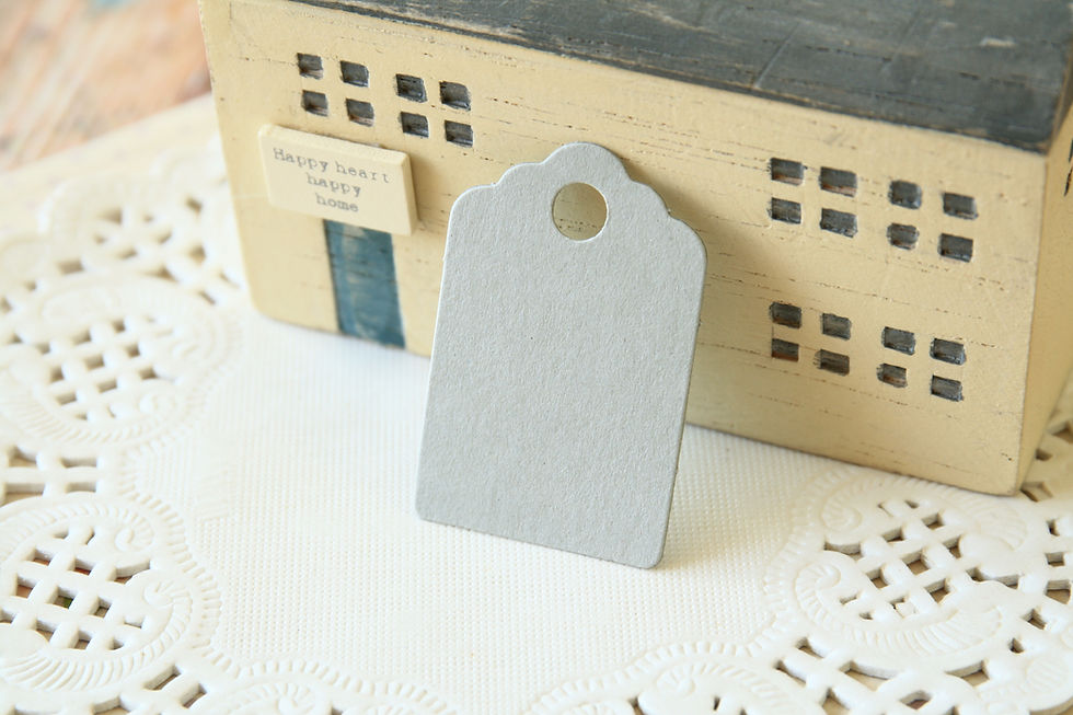 silver grey scallop swing tags