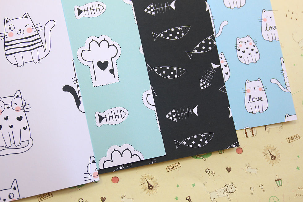 Thumbnail: set 02 cat and fish mix printed card stock