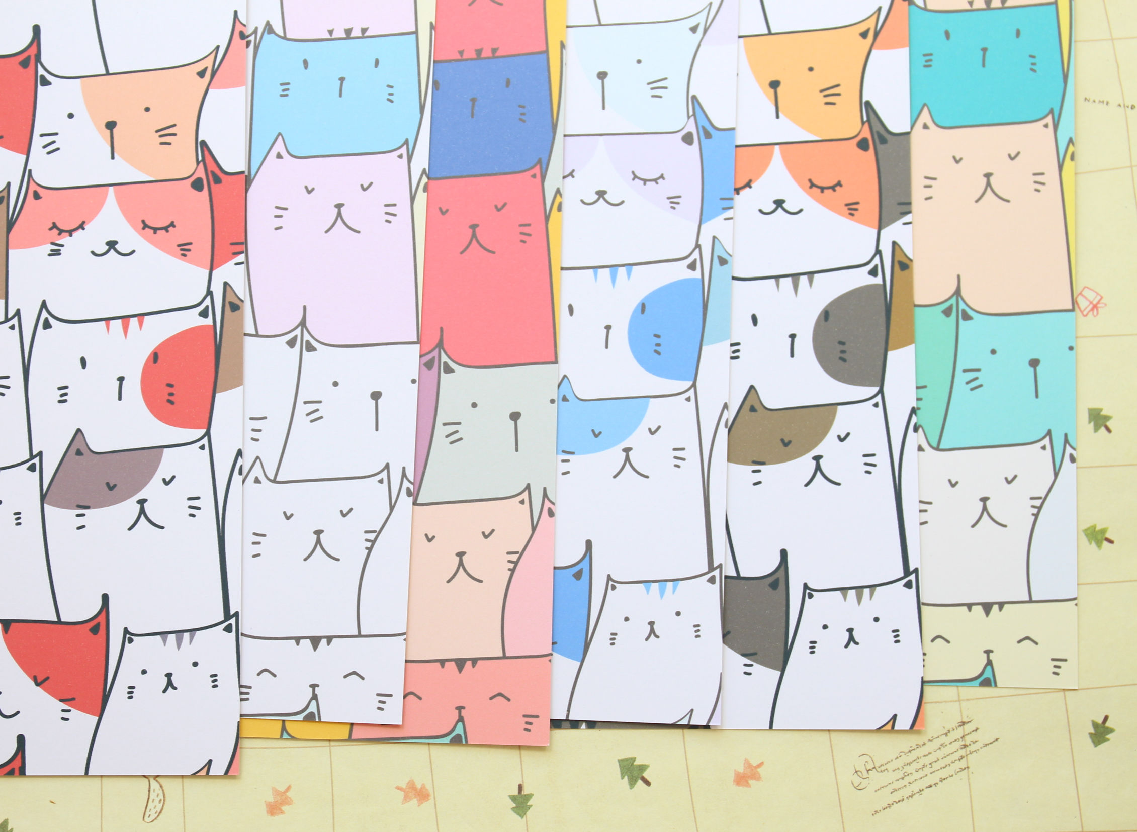 set 01 cat drawing mix printed card stock