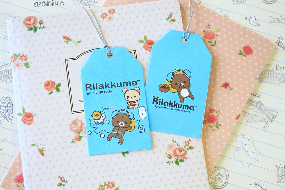 music blue rilakkuma bear cartoon gift tag card