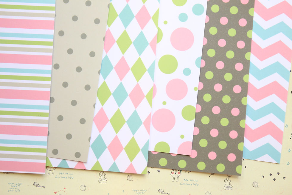 set 02 pink blue green and brown mix printed card stock