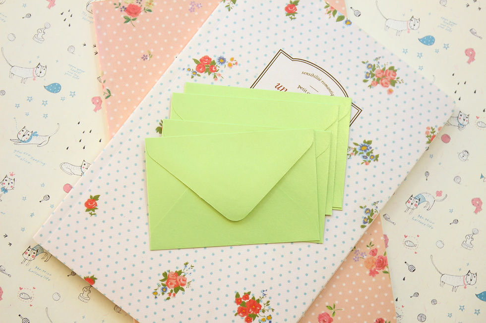 Thumbnail: lime green pearlescent mini envelopes & notecards