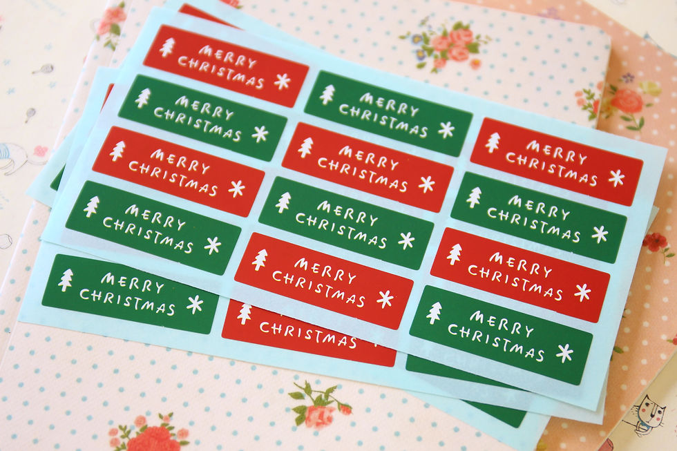 Thumbnail: red & green merry christmas sticker seals