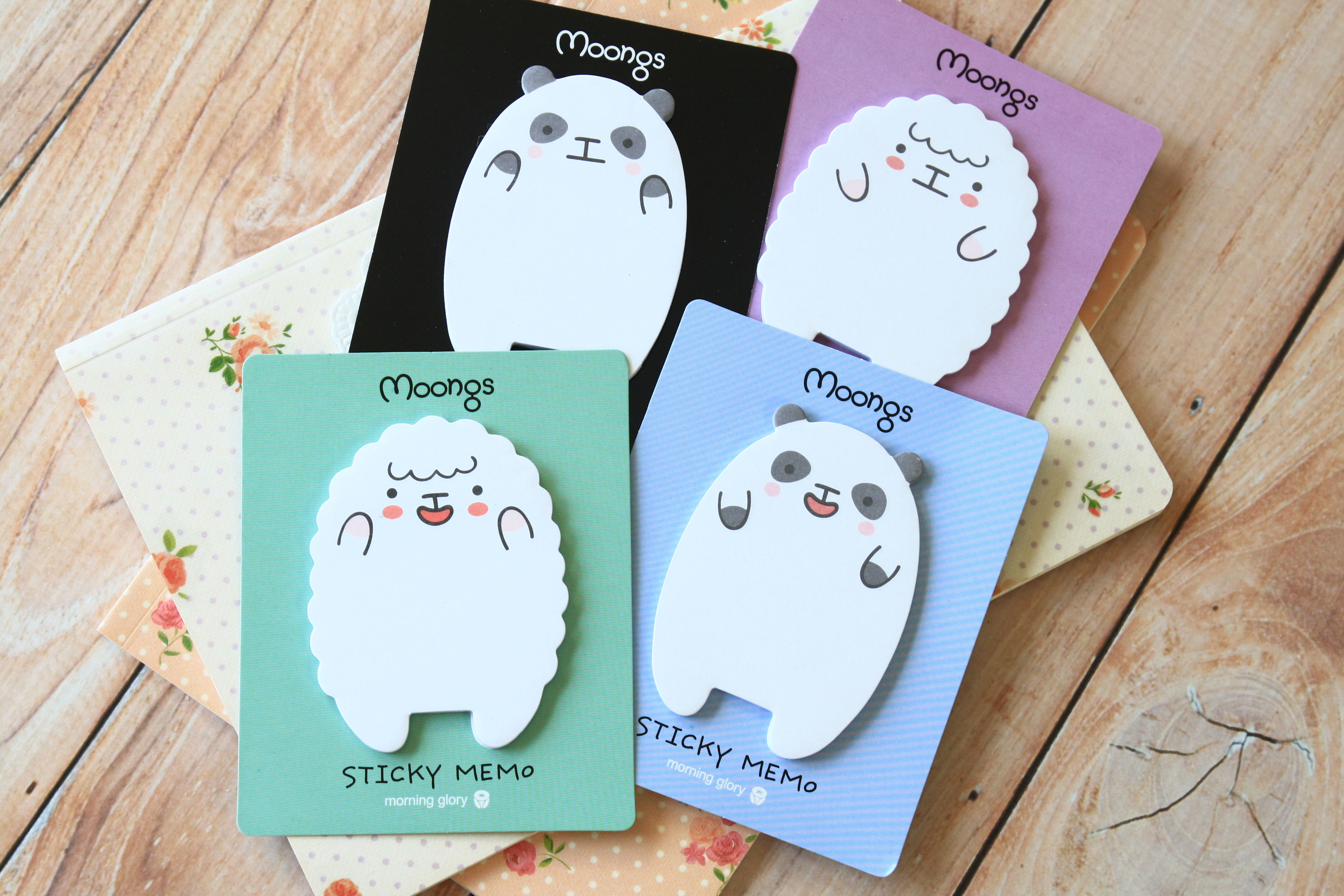 moongs cartoon animals sticky notes