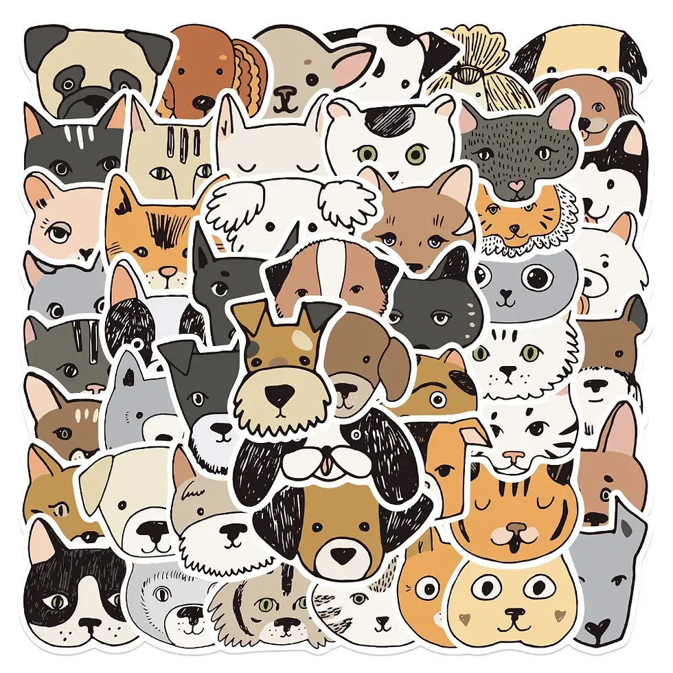 Thumbnail: animal faces large cute cartoon stickers