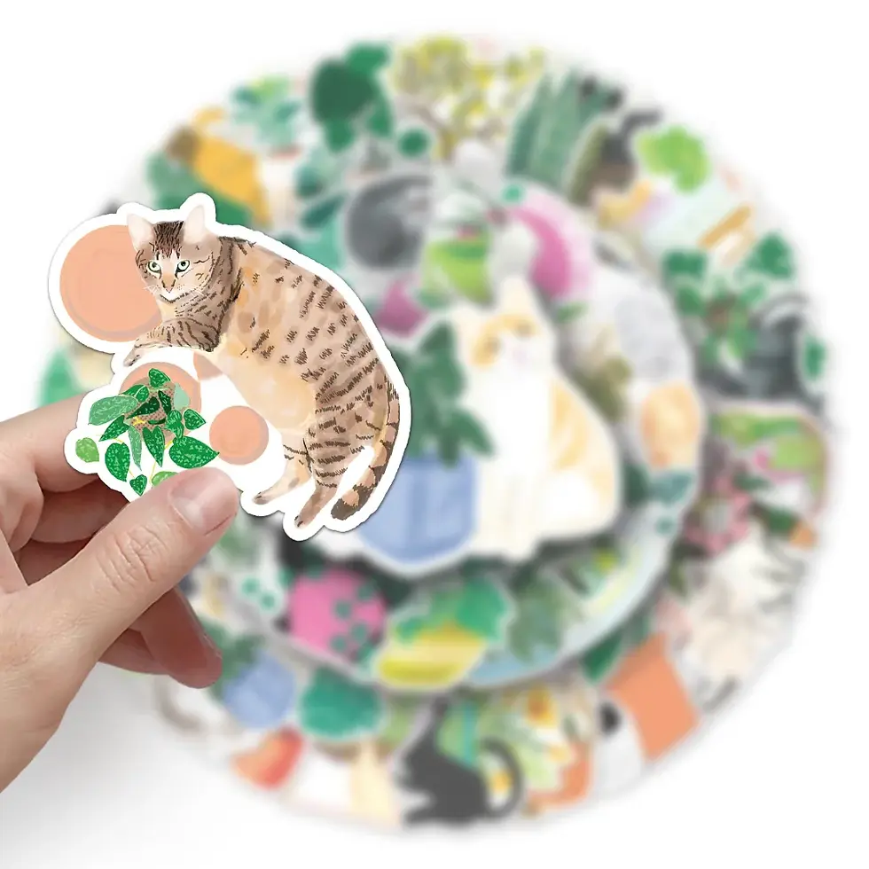Thumbnail: plants and cats large cute cartoon stickers