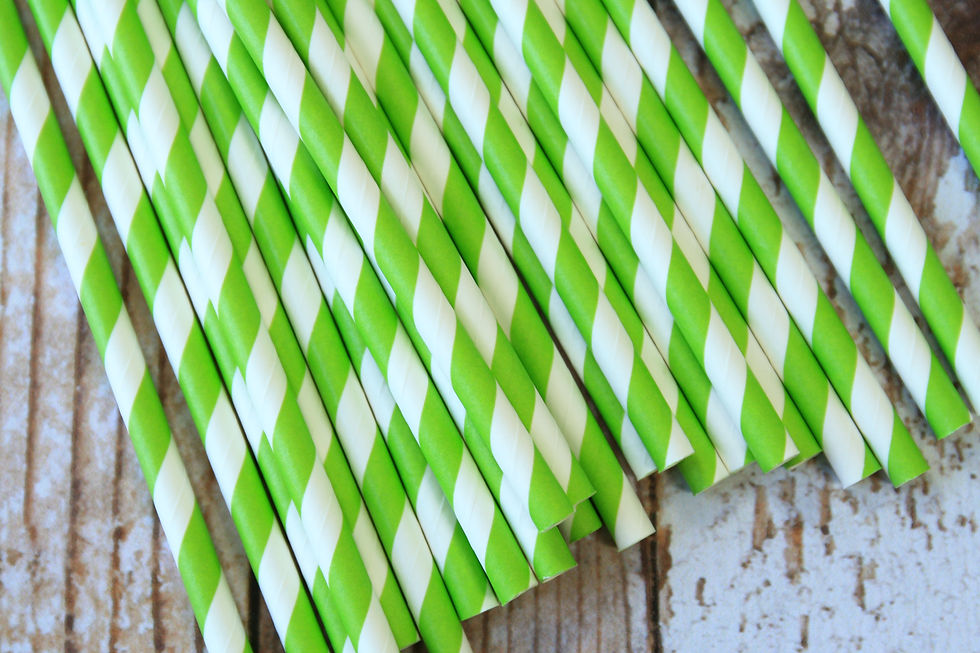 lime green candy stripe paper straws