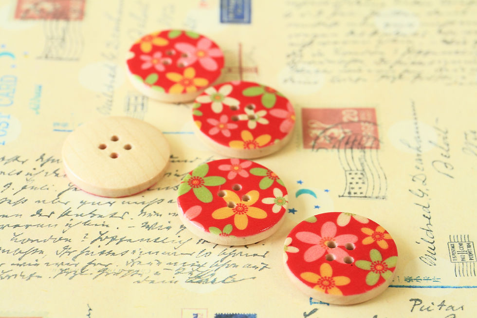 Thumbnail: red flowers printed wooden buttons