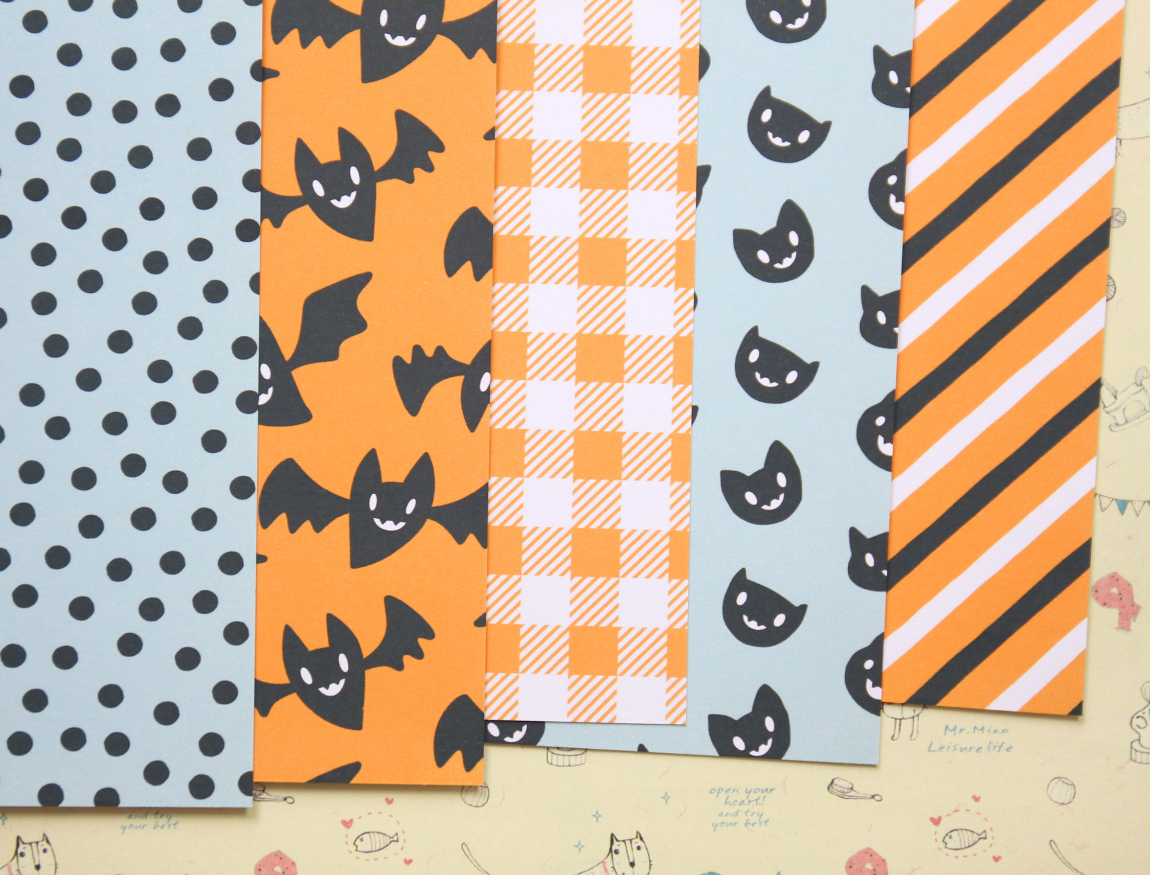 set 04 blue & orange halloween printed card stock