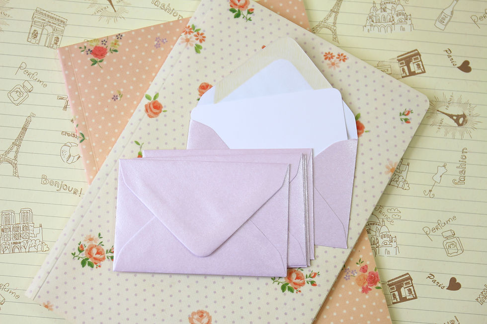 lilac lavender lustre mini envelopes & note cards