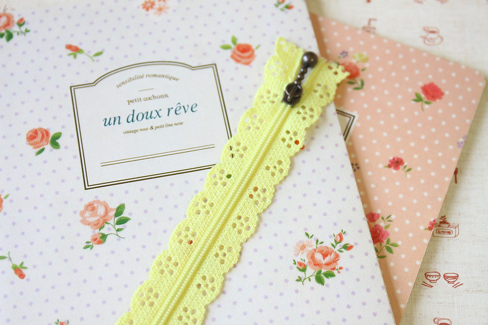 Thumbnail: pale yellow flower lace zipper