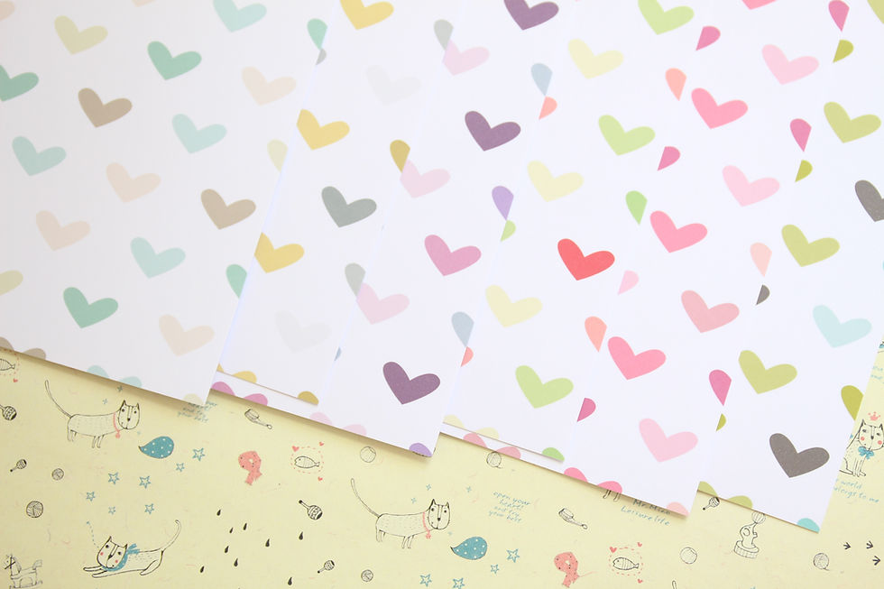 Thumbnail: set 03 multi colored hearts printed card stock