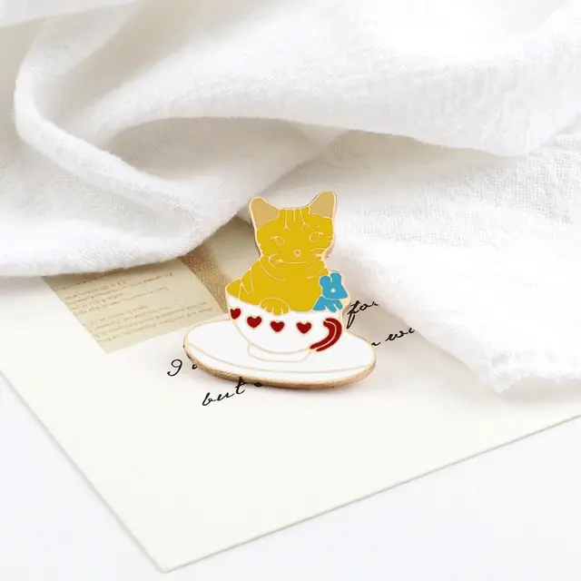 Thumbnail: cute cup cats enamel pin badge