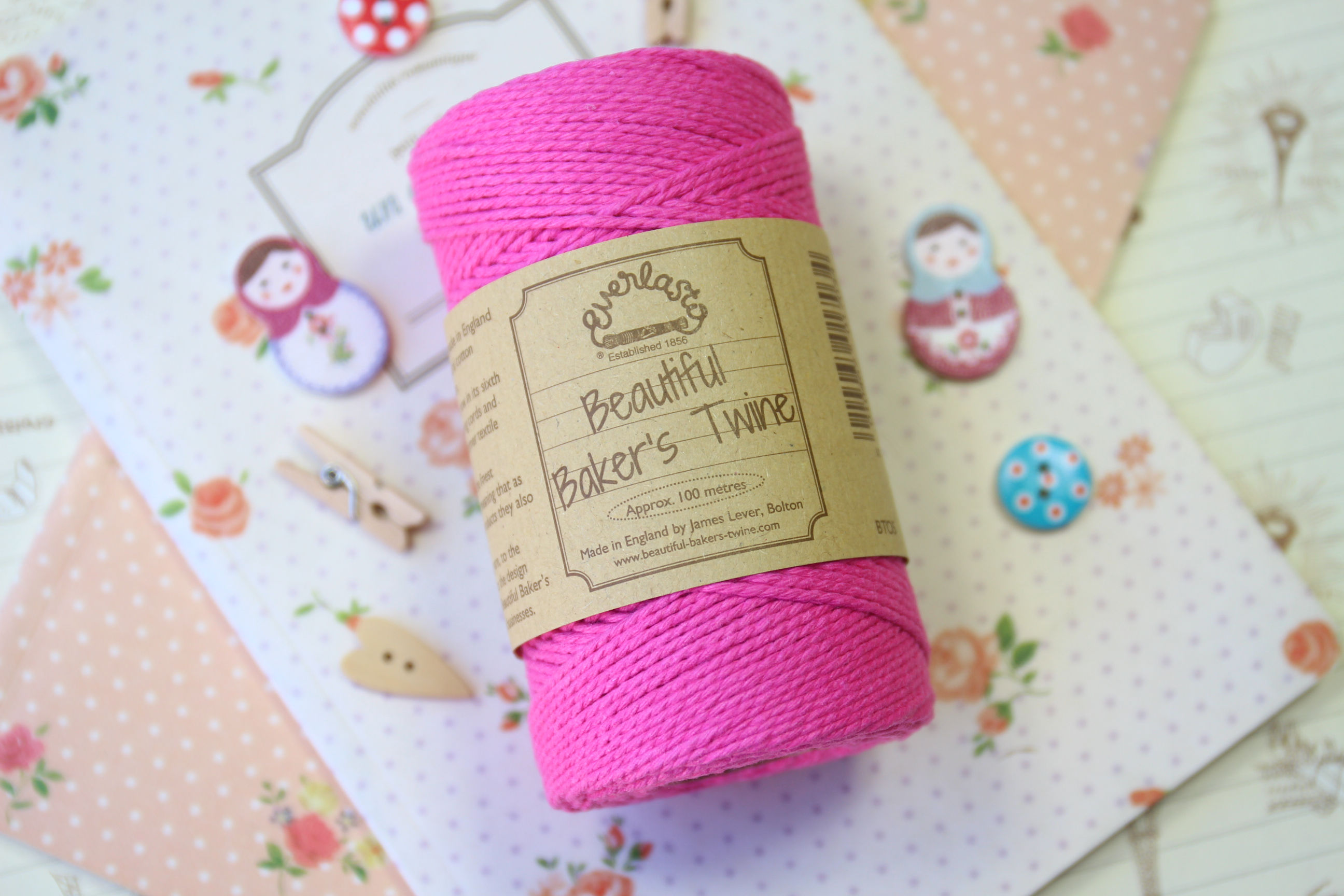 fuchsia everlasto solid colour bakers twine