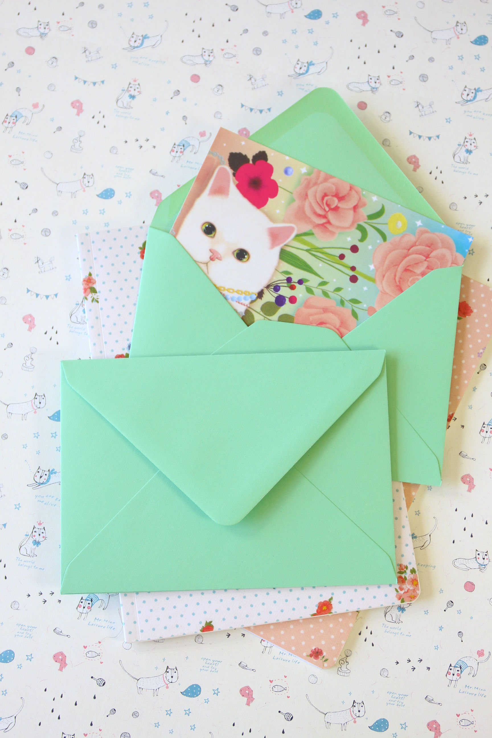mint green vintage series c6 banker envelopes