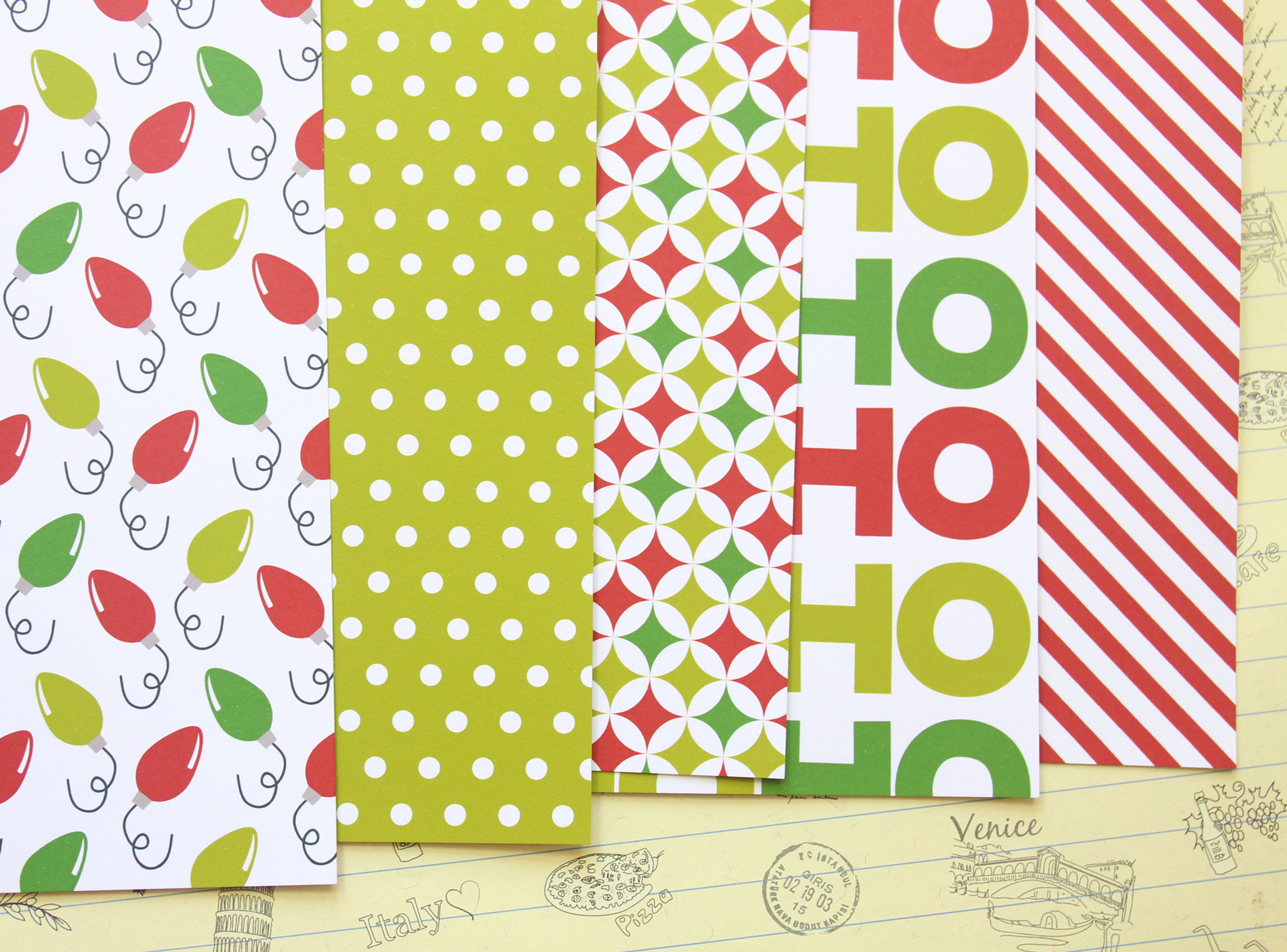 set 03 red and green christmas cartoon printed card stock