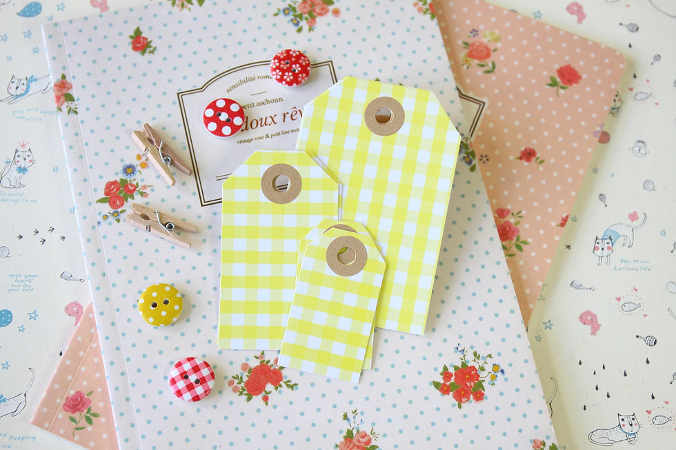 Thumbnail: pastel gingham luggage tags