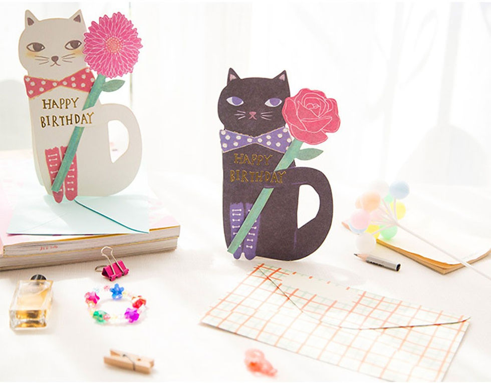 Thumbnail: cat & flower greeting card
