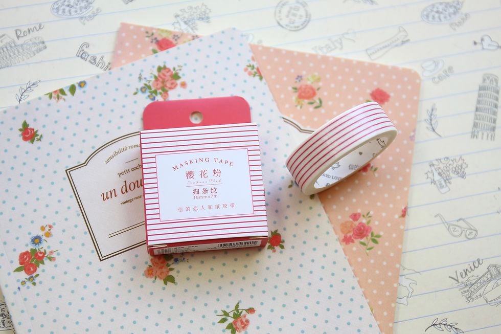 pink stripe cardlover simple series washi tape