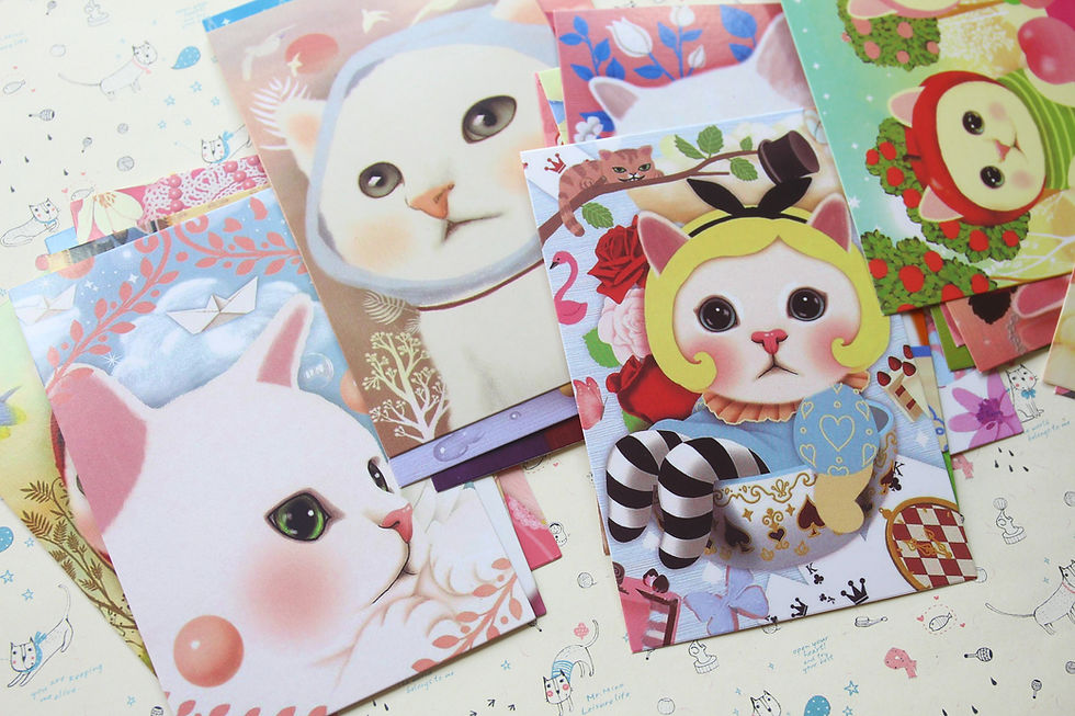 Thumbnail: choo choo cat cartoon postcards set