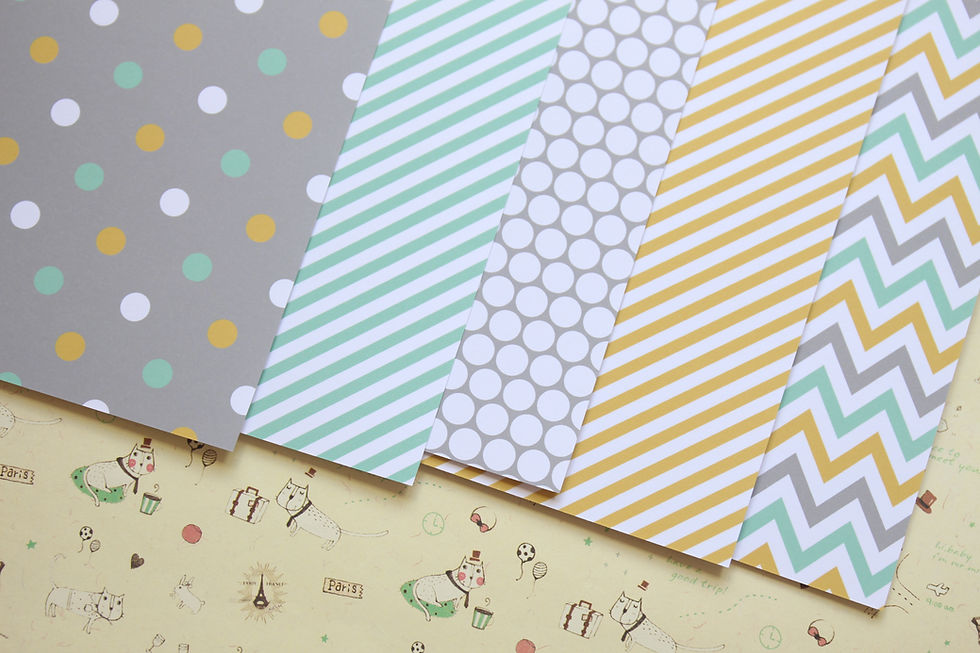 Thumbnail: set 01 aqua gold & grey mix printed card stock