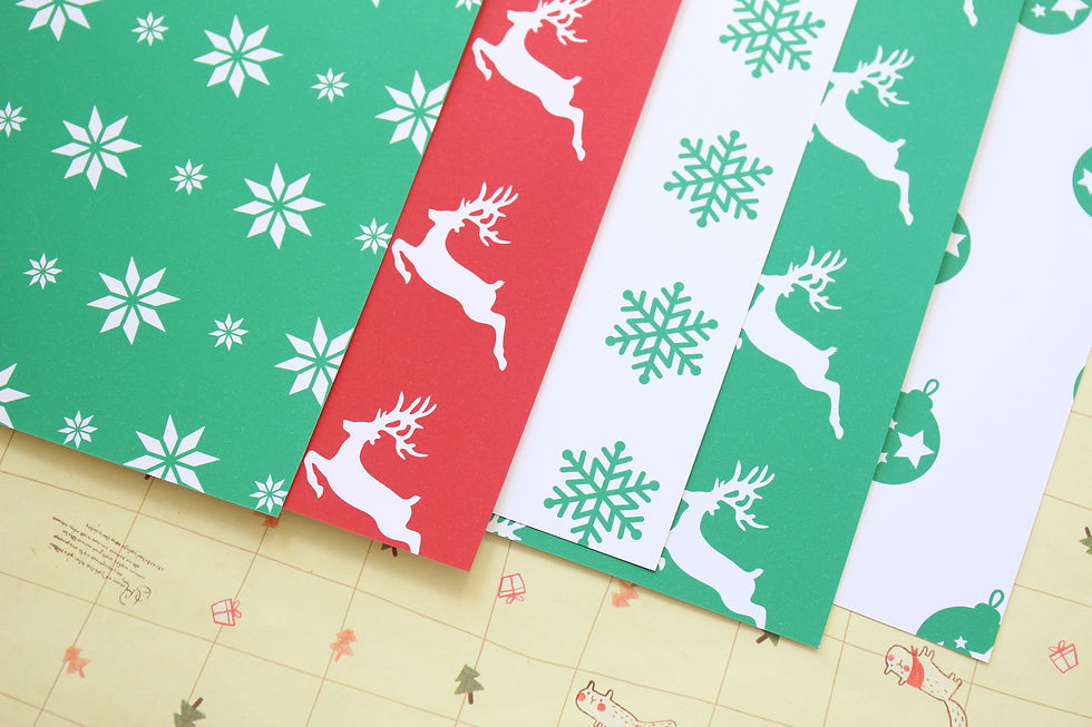 Thumbnail: set 04 red and green christmas mix printed card stock