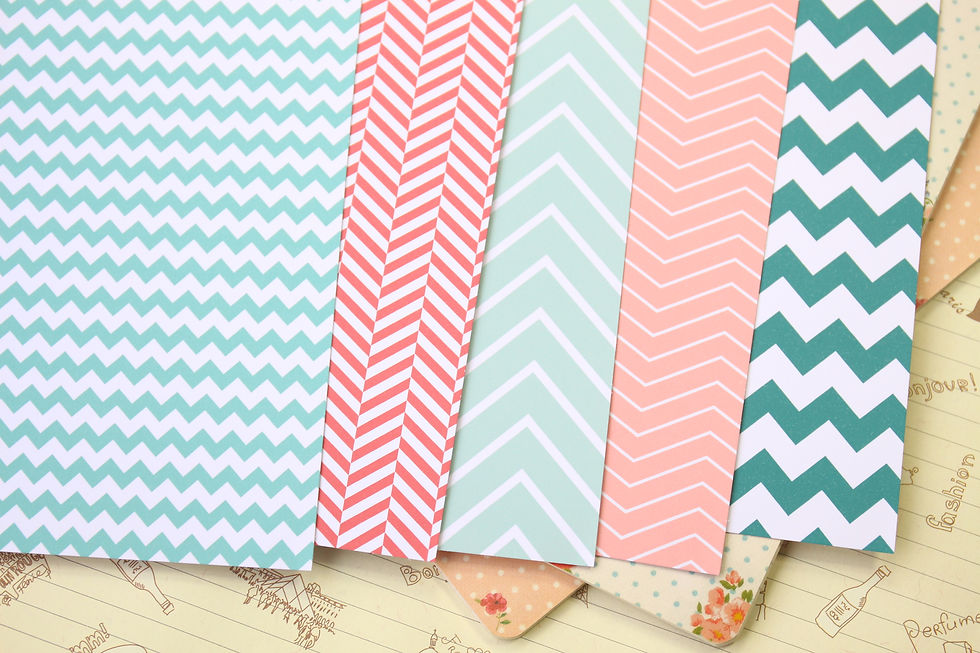 Thumbnail: set 02 watermelon chevron printed card stock