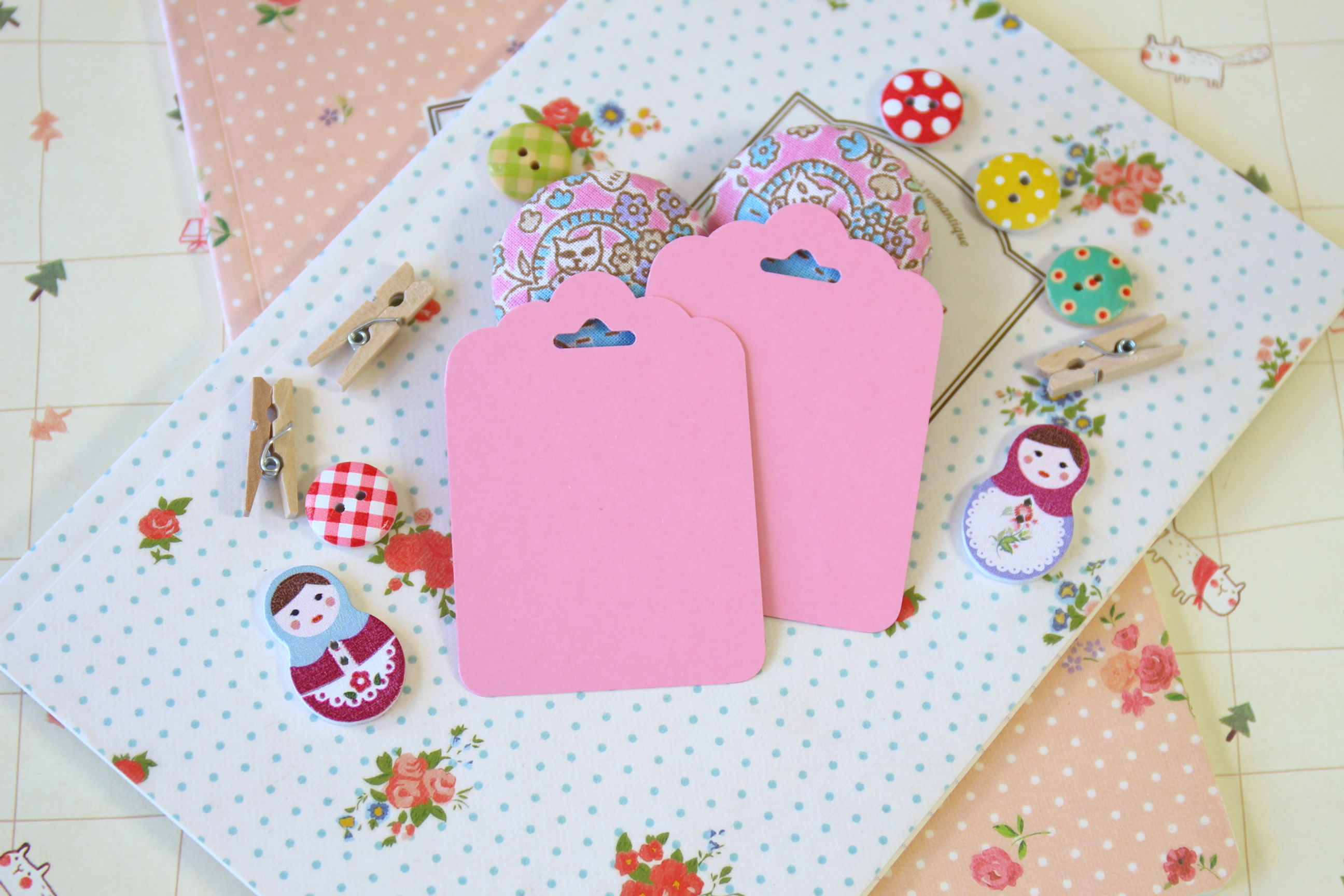 rose pink vintage series ornate scallop tags