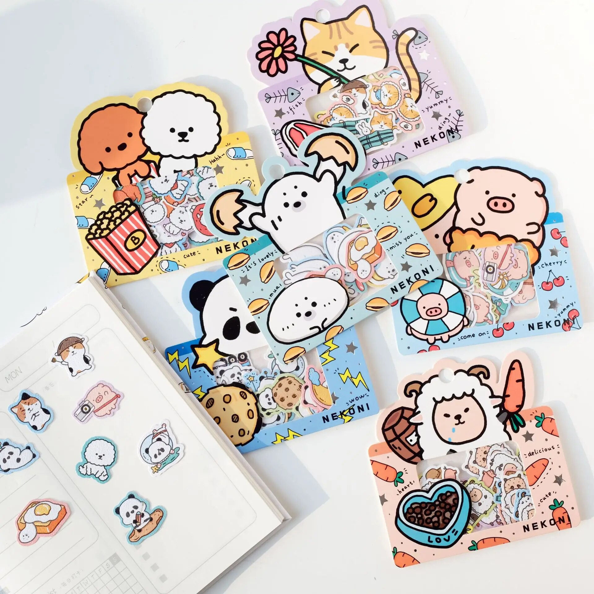 nekoni mini cartoon animals sticker flakes
