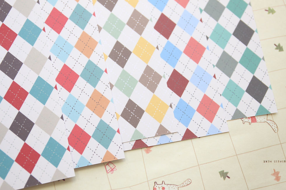 Thumbnail: set 03 colourful argyle mix printed card stock