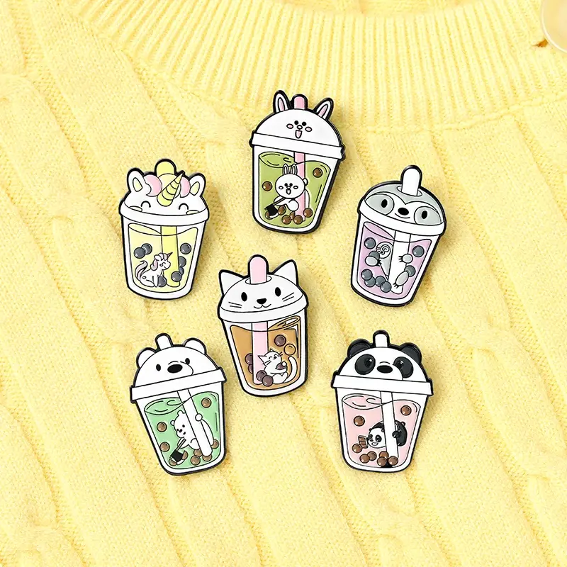 Thumbnail: bubble tea cartoon enamel pin badge