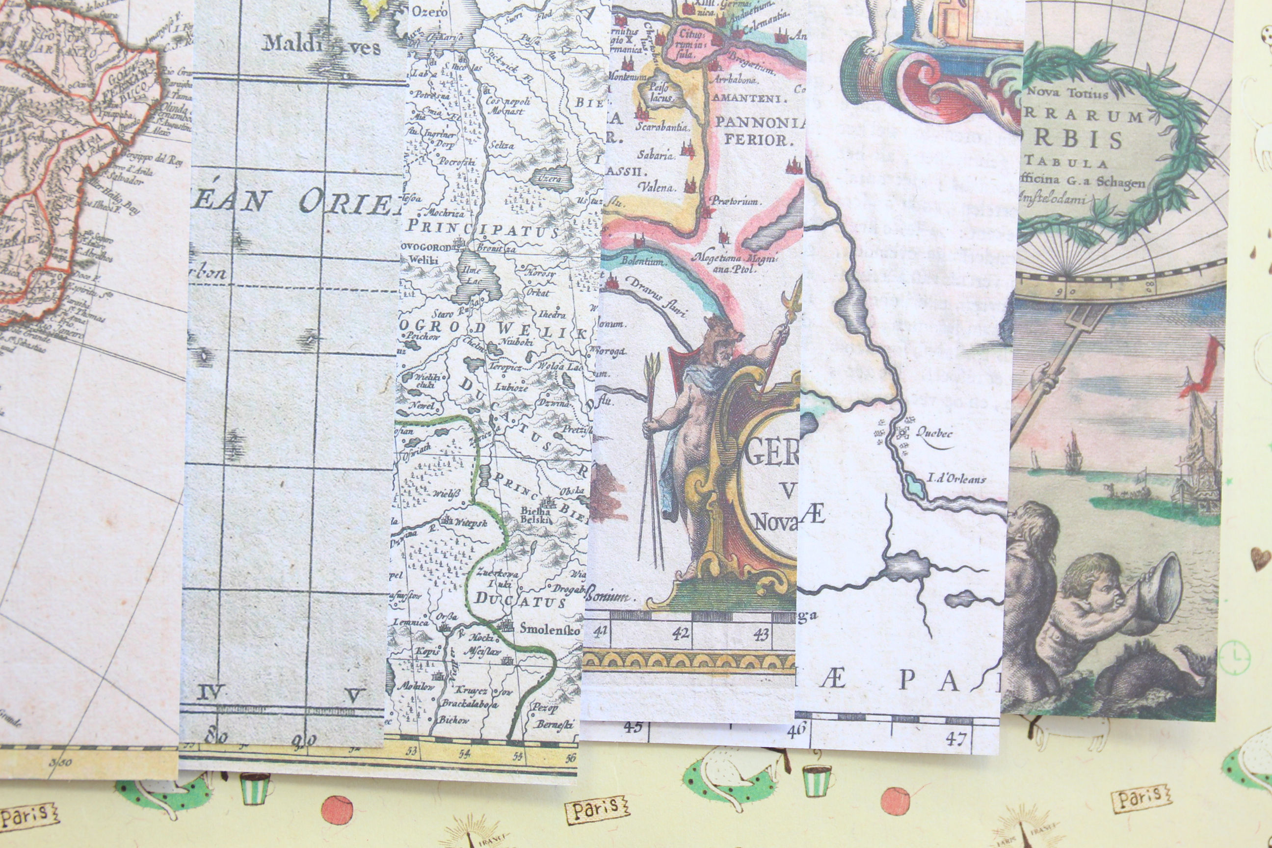 set 03 antique maps mix printed card stock