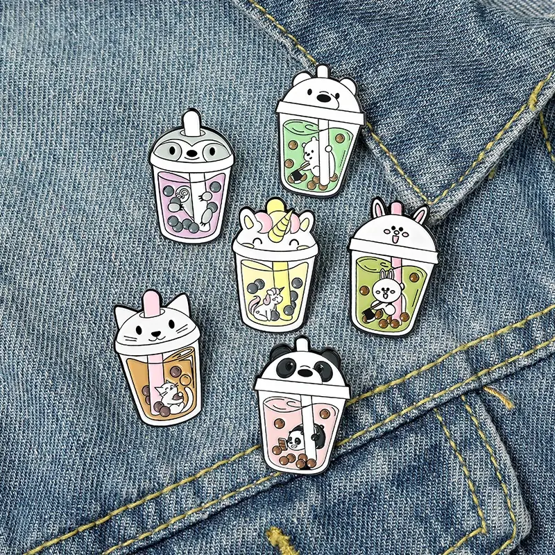 Thumbnail: bubble tea cartoon enamel pin badge
