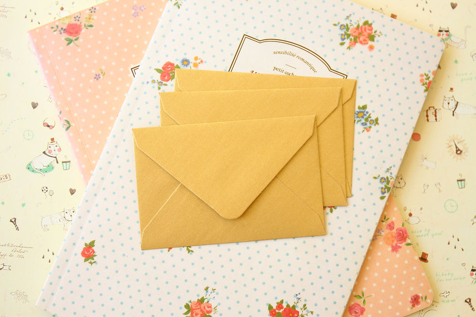 Thumbnail: gold pearlescent mini envelopes & notecards