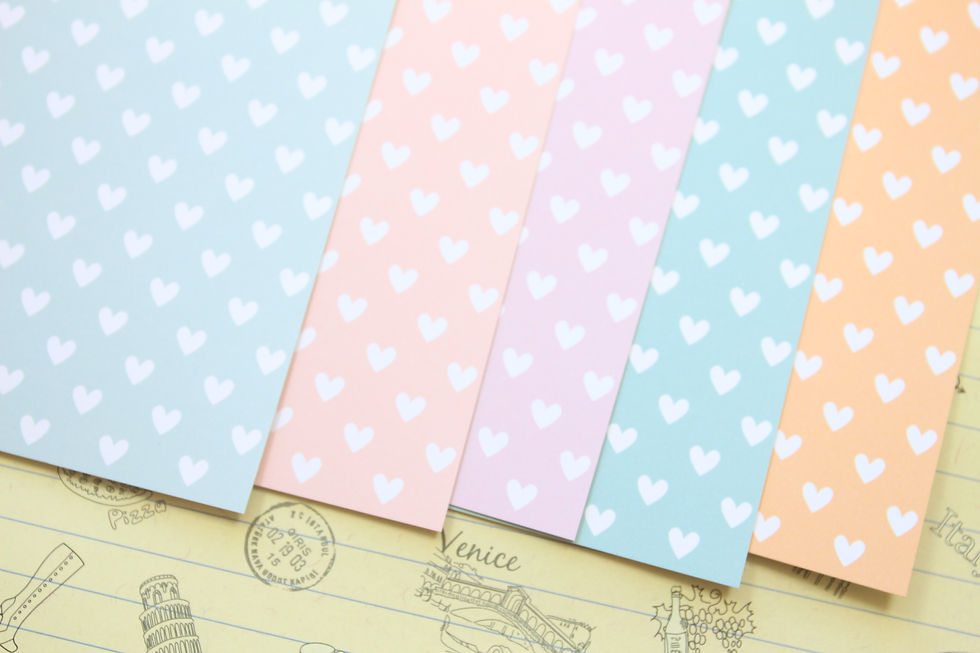 Thumbnail: set 01 mini pastel hearts mix printed card stock