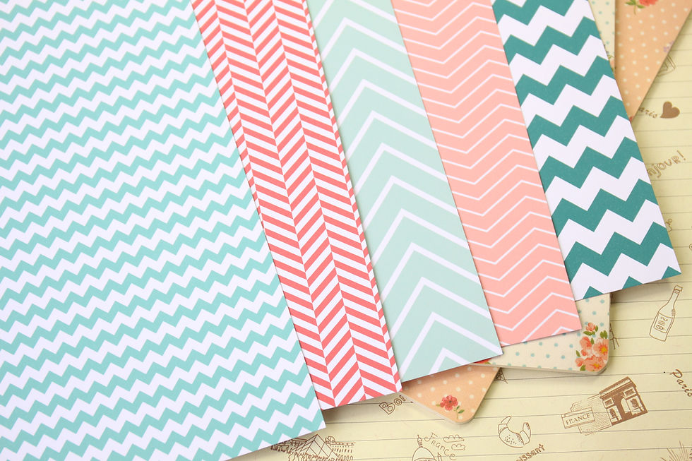 Thumbnail: set 02 watermelon chevron printed card stock