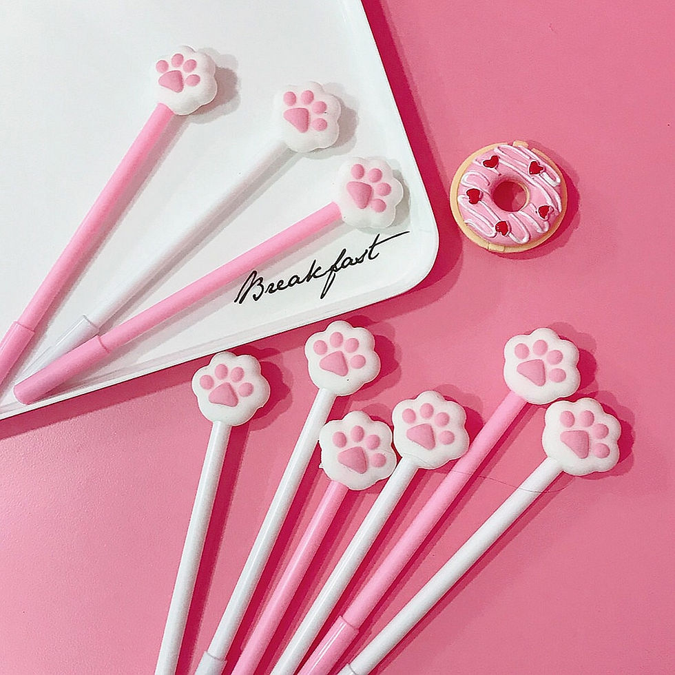 Thumbnail: pink paws cute cartoon gel pen