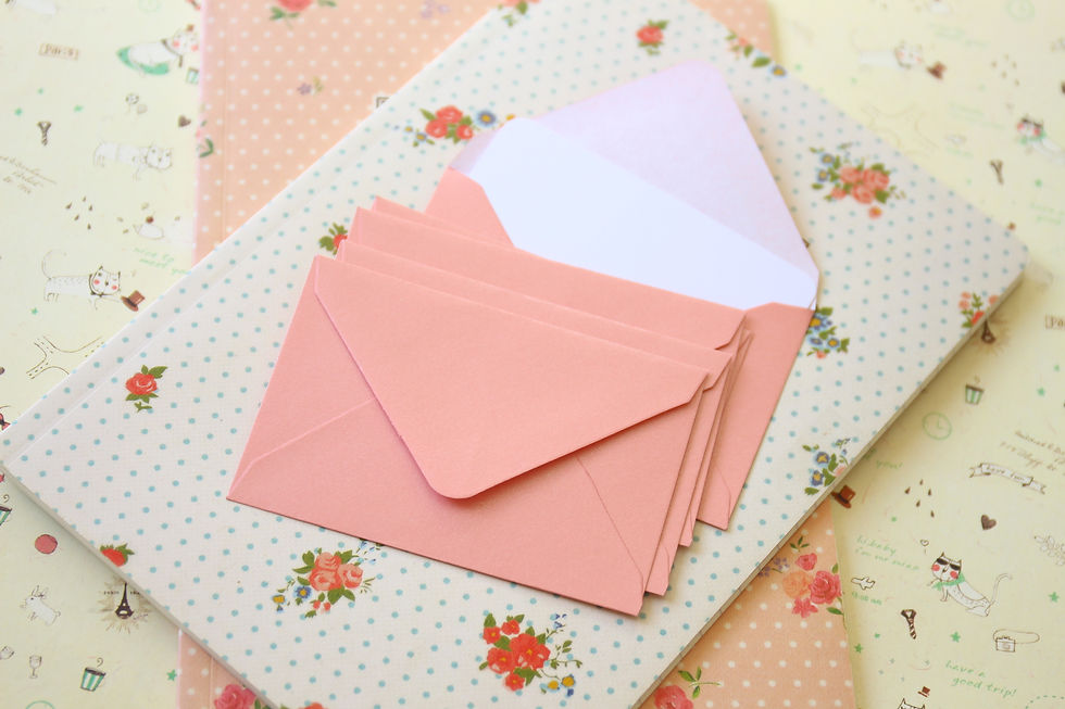 Thumbnail: baby pink pearlescent mini envelopes & notecards