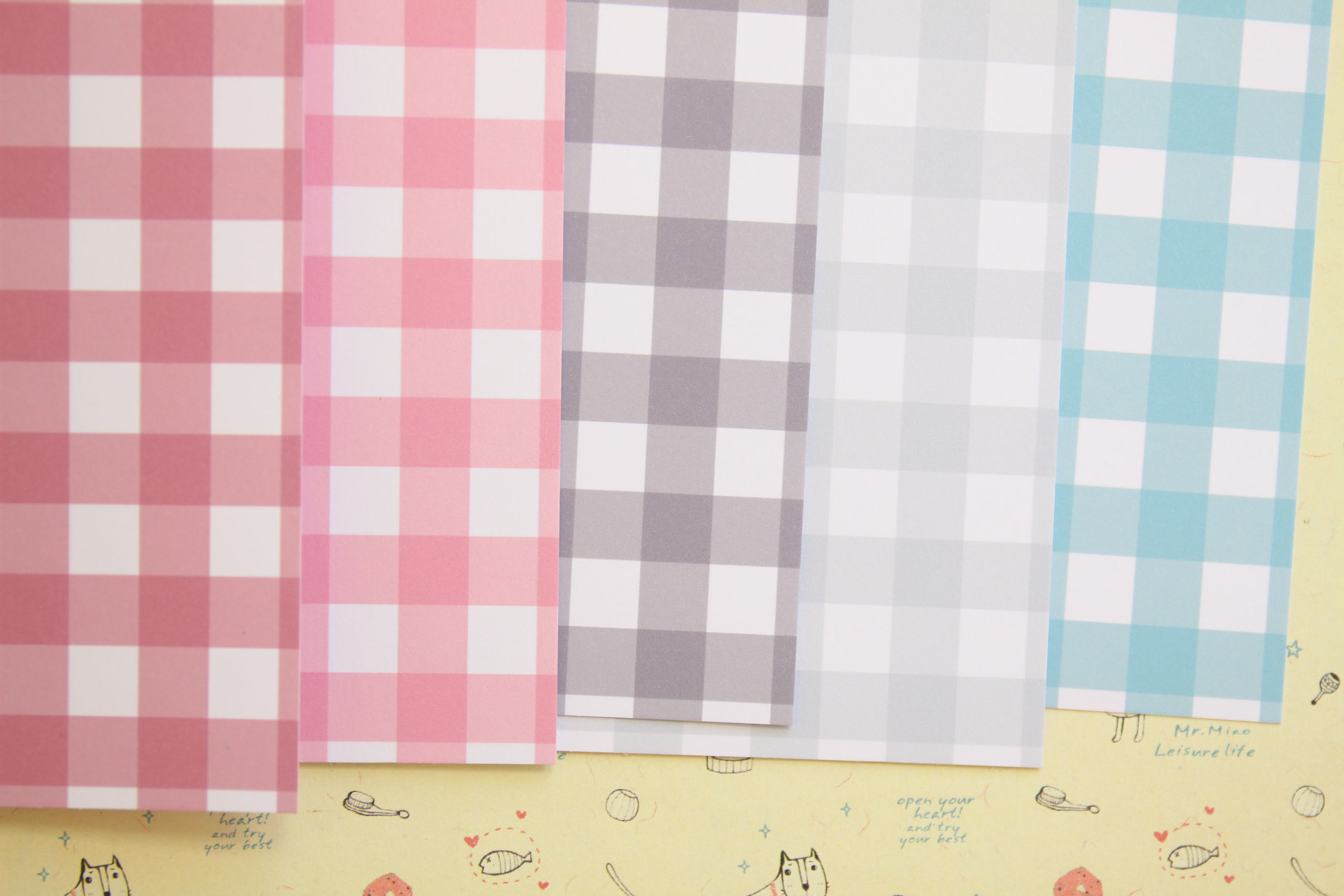 set 04 colorful gingham mix printed card stock