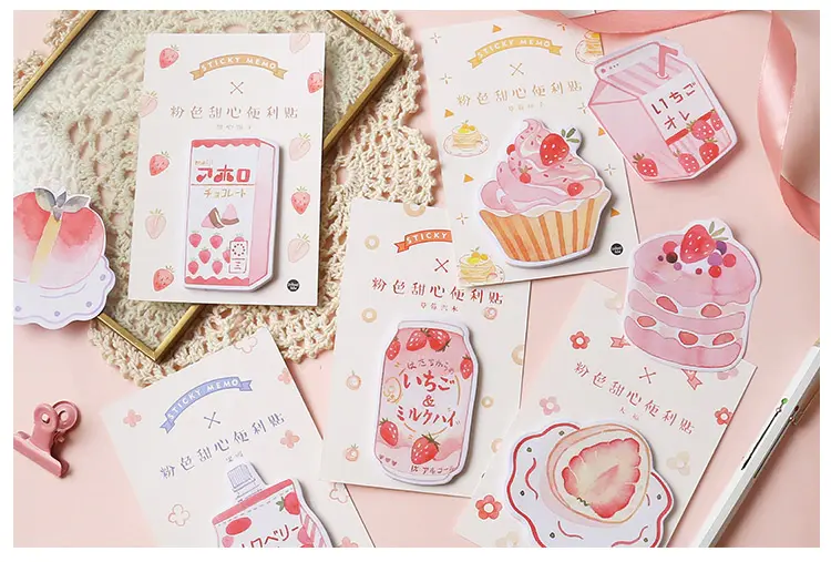 Thumbnail: infeel me pink sweetheart cartoon sticky memo notes