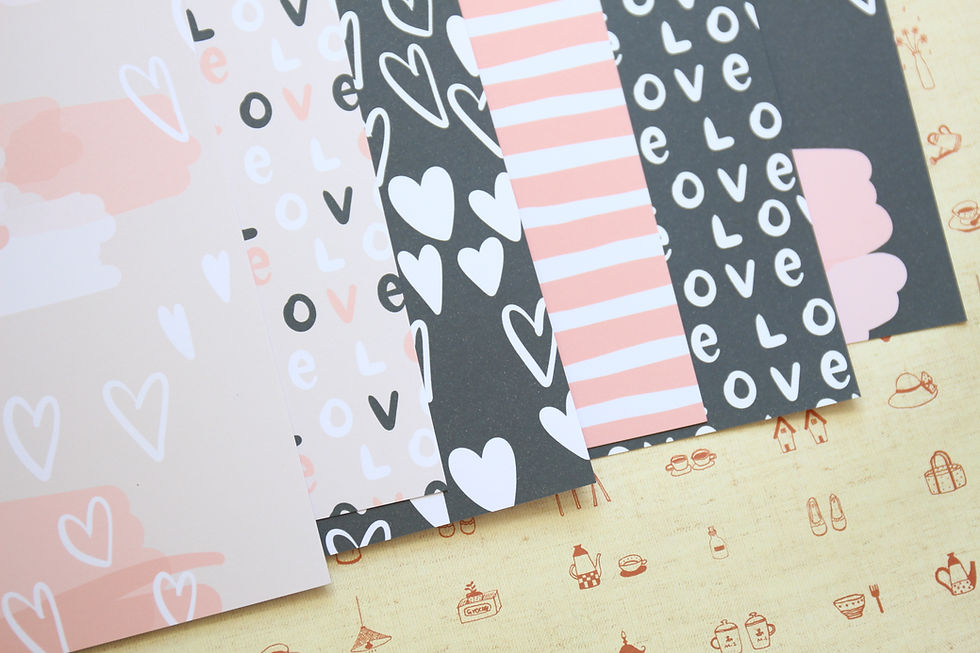 Thumbnail: set 01 sweet hearts mix printed card stock