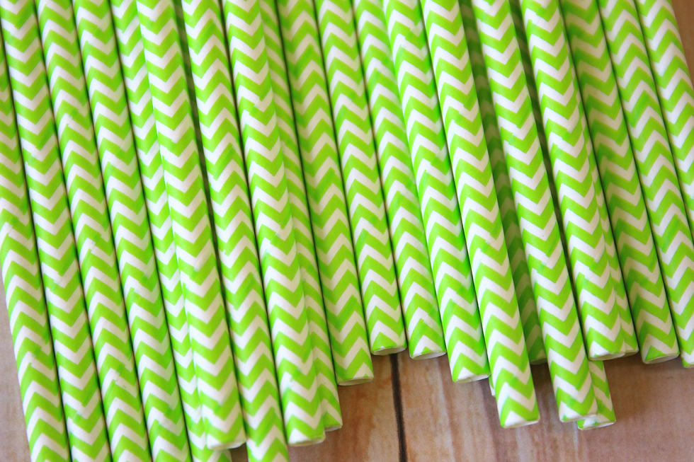 lime green chevron paper straws