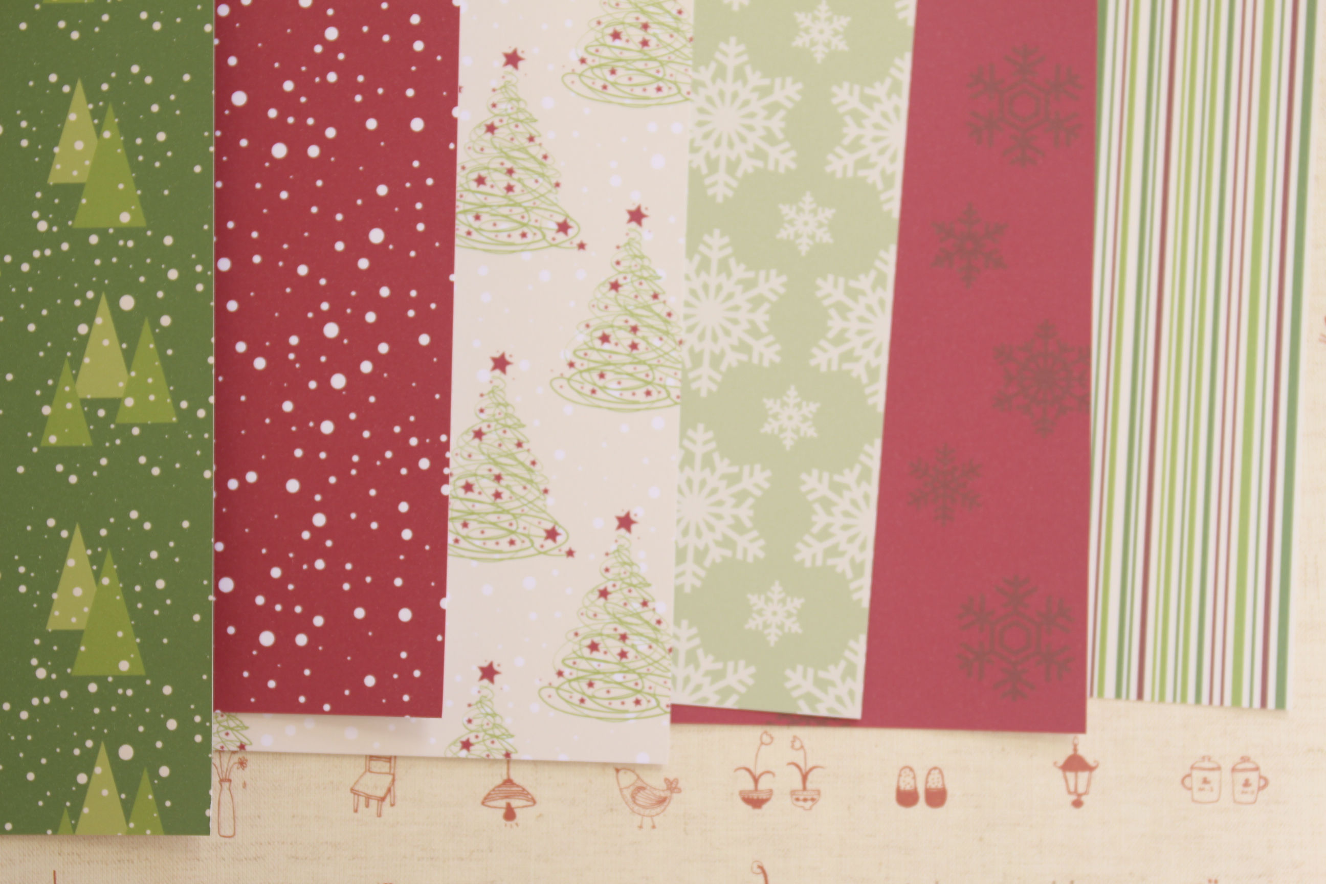 set 02 christmas trees mix printed card stock