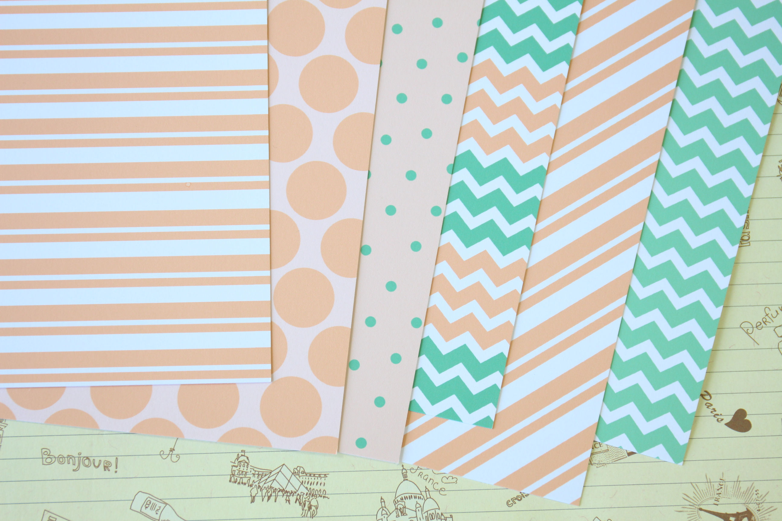 set 01 peach spring printed card stock