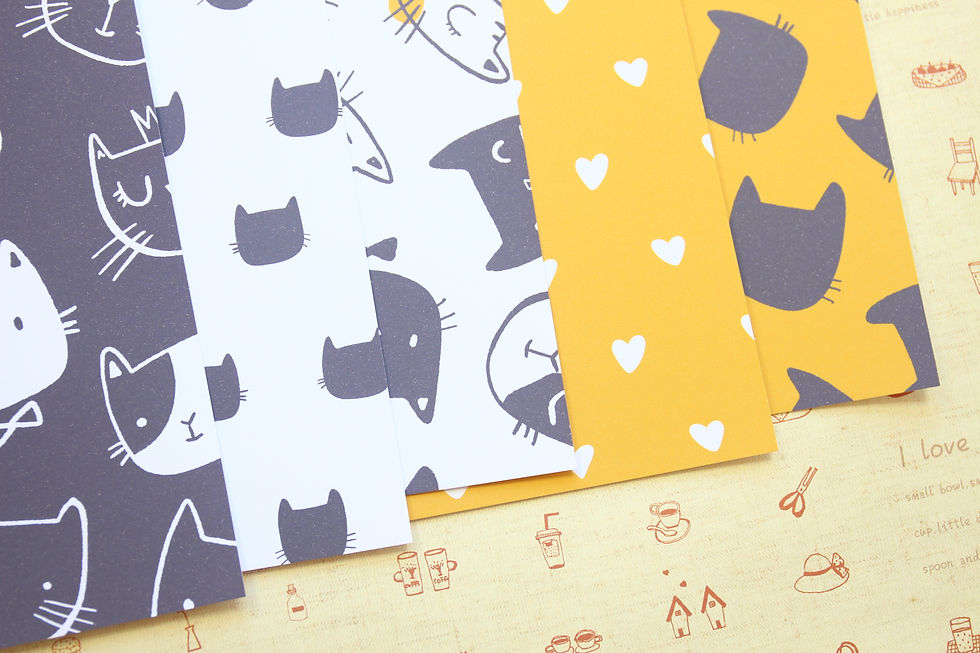 Thumbnail: set 02 black & yellow cats mix printed card stock