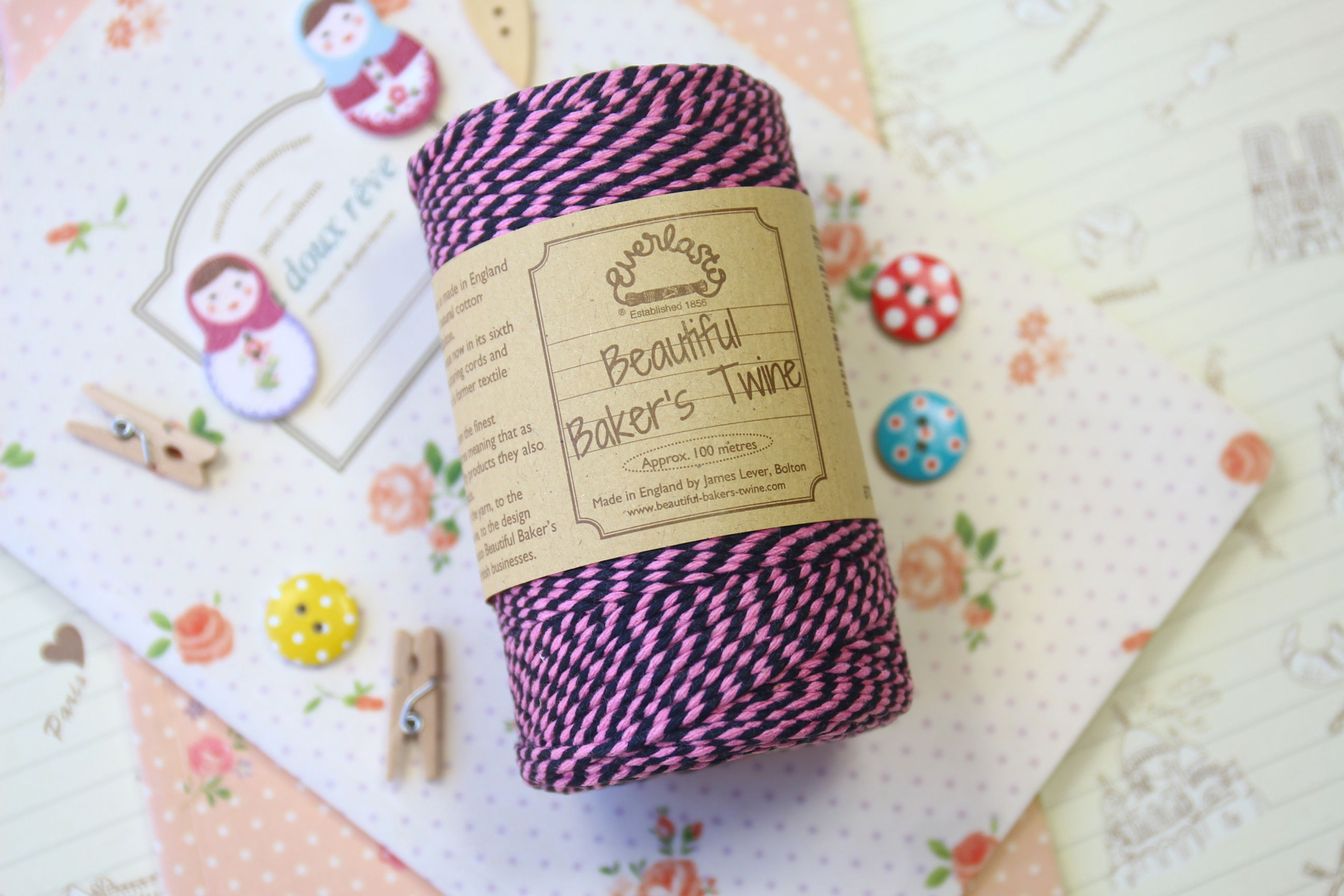 pink black everlasto two tone bakers twine