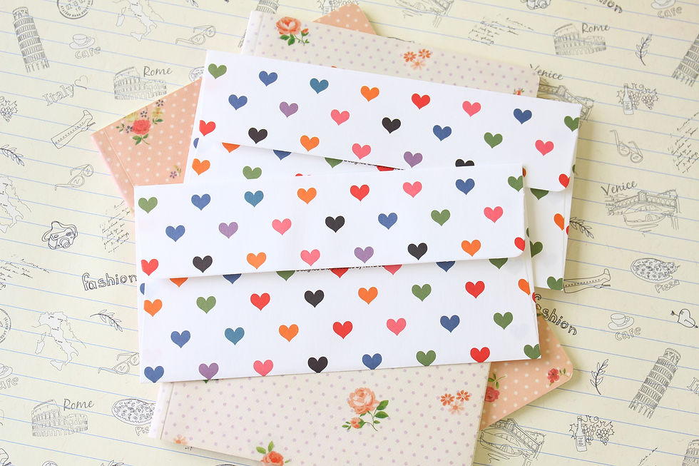 Thumbnail: bright hearts natural pattern envelopes