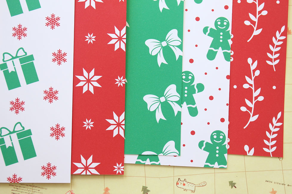 set 03 red and green christmas mix printed card stock