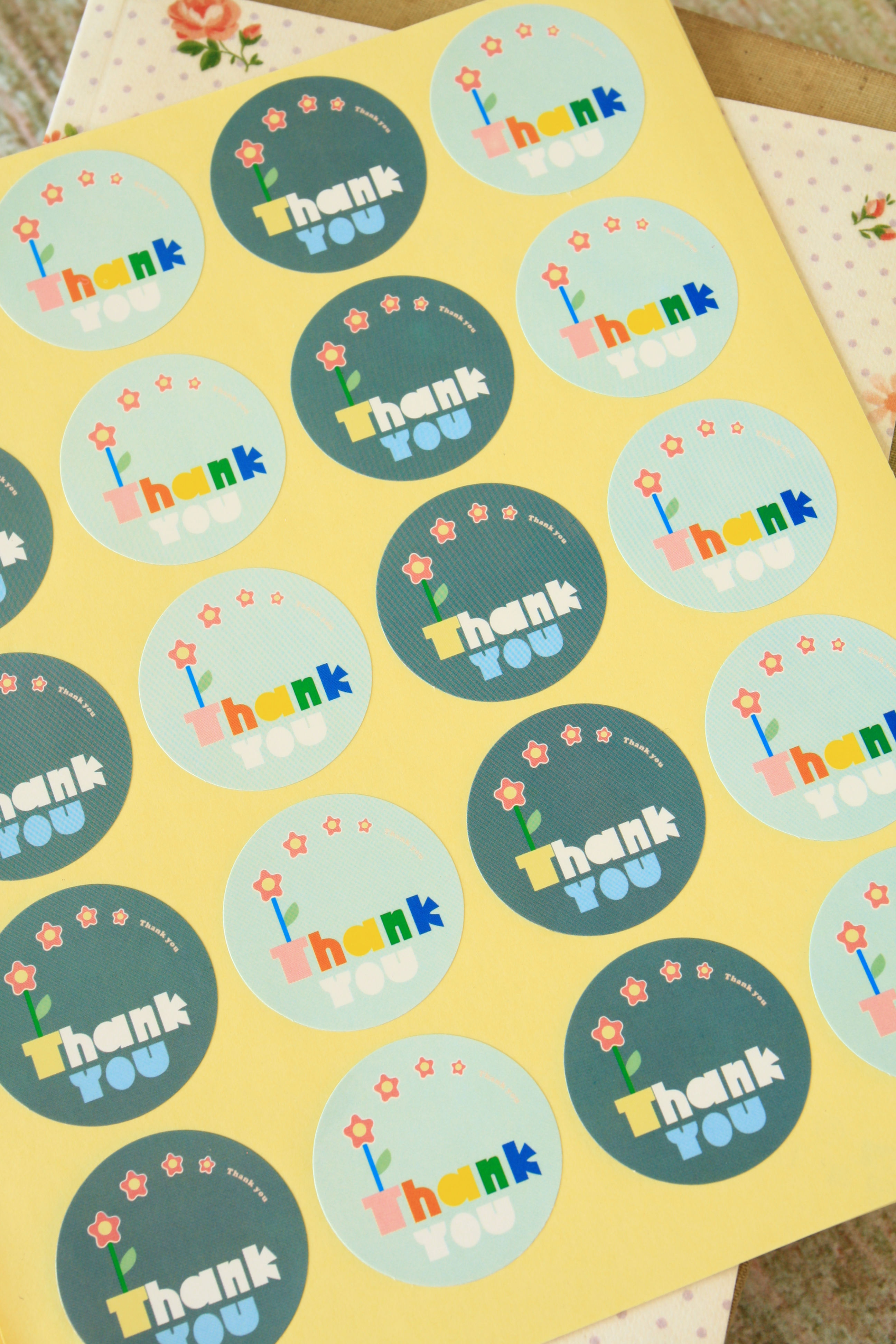 blue thank you sticker seals