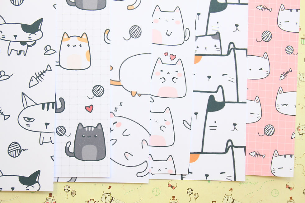 cat pattern mix printed card stock